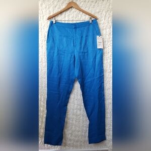 Zara new with tags blue "satin like" high waisted pants medium